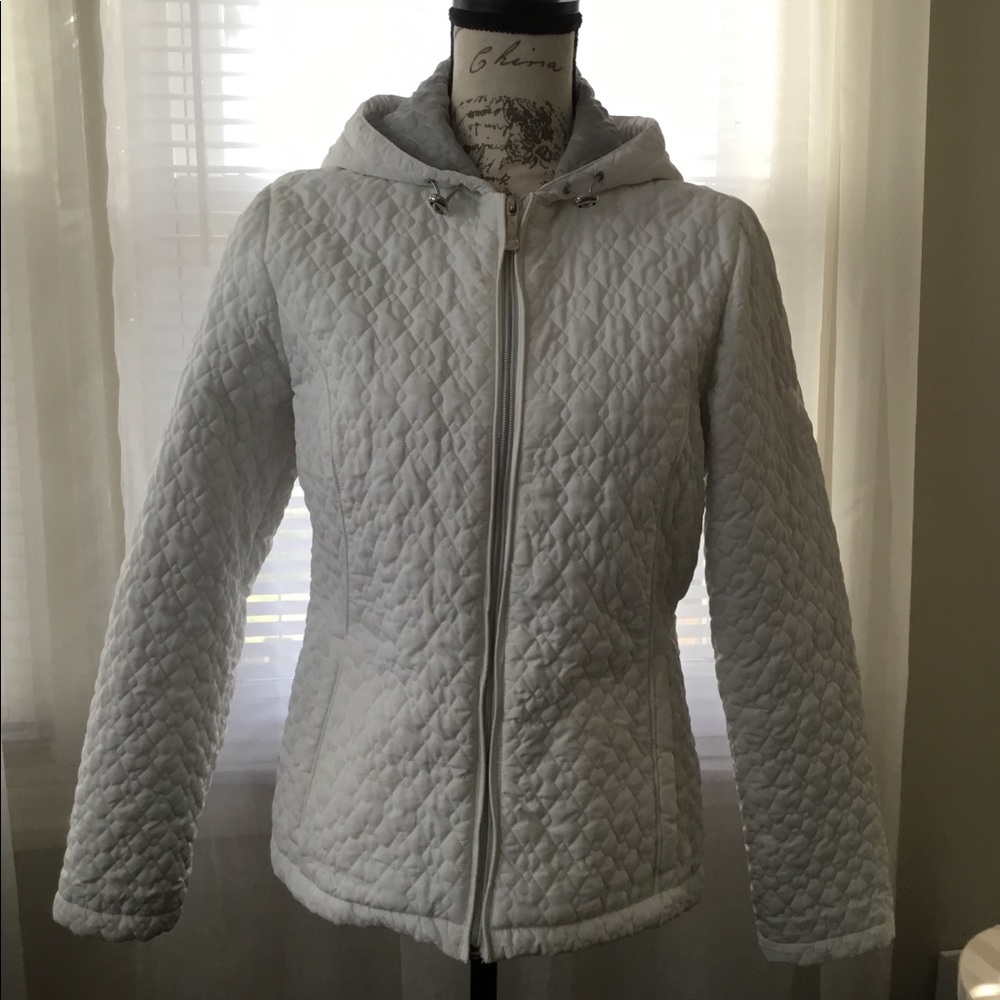 Waist length white quilted Zeroxposur jacket